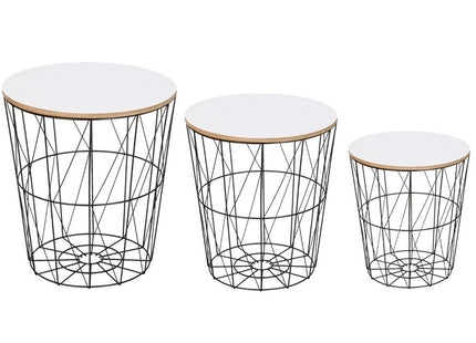 Salontafel | Salontafel Set | Rond | 3-Delig | Zwart/Wit