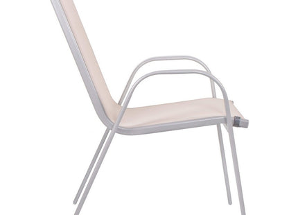 Tuinstoel | Tuinstoelen | Tuinstoel Buiten | Staal & Textileen | 130 kg | Crème