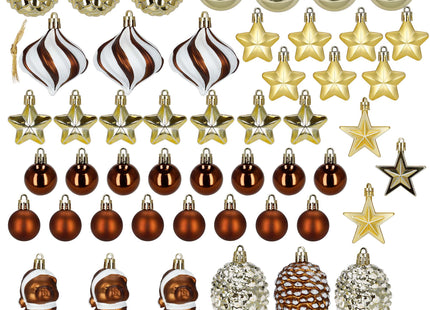 Kerstballen | 47 Stuks | Bruin/Wit/Goud