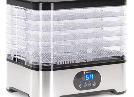 Voedseldroger - Fruit- en kruidendroger - 6 Laags - Metaal - Kunststof - 42°C – 70°C - 12 Liter - 400 Watt