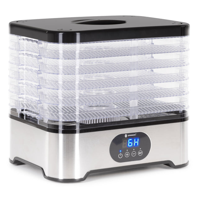 Voedseldroger - Fruit- en kruidendroger - 6 Laags - Metaal - Kunststof - 42°C – 70°C - 12 Liter - 400 Watt