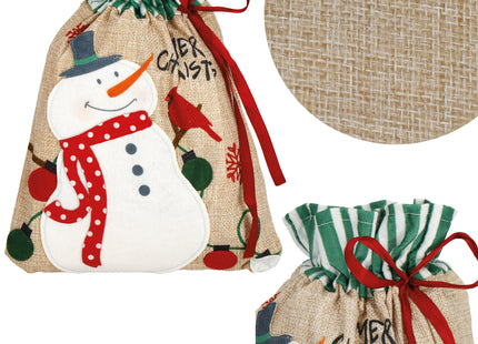 Kerstzak | Cadeautas | Sneeuwpop | 28 x 21 cm