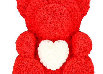 Rozen Beer | Rozenbeer | Rose Bear | Rozen Teddybeer | Liefde | Inclusief Giftbox | 68 x 50 x 48 cm | Rood / Wit