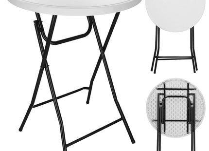 Statafel - Opklapbaar - Horeca Kwaliteit - Inklapbaar - Met vergrendeling - Extra Stevig - Wit/Zwart - Ø 80x110cm