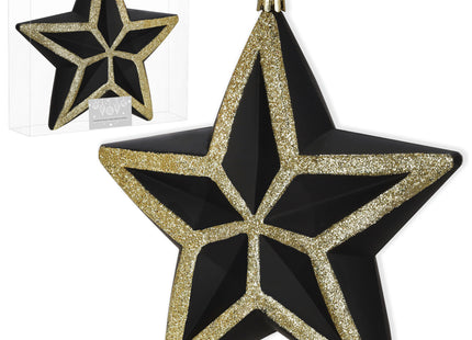 Kersthanger | Kerstster | Zwart | Goud | 15 cm