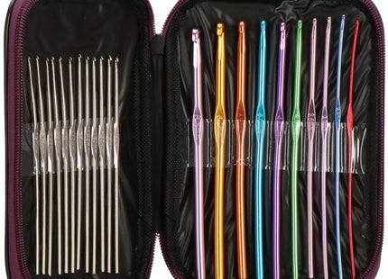 Haaknaalden | Inclusief Etui | 22-Delig | Zilver/Multicolor