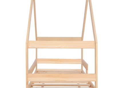 Kinderbed - Bed - Veiligheid - Uitvalbescherming - Hout - Lichtbruin - 160 x 80cm