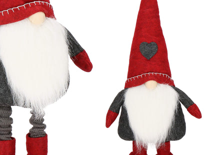 Kerstkabouter - Kerstdwerg - Kerstversiering - Telescopisch - 50-70 cm - Rood/Grijs