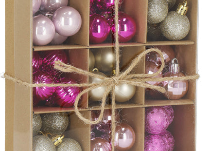 Kerstballen | 54 Stuks | 3 cm | Roze/Goud