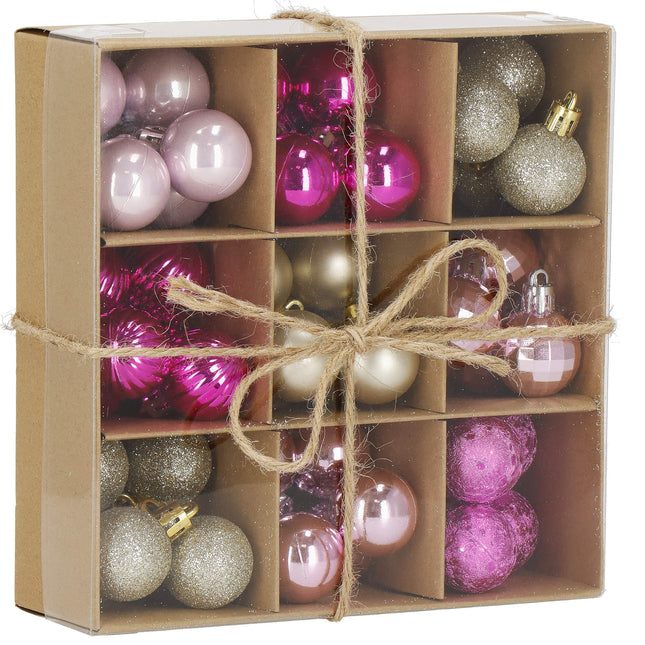 Kerstballen | 54 Stuks | 3 cm | Roze/Goud