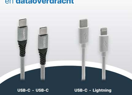 A-DAPT® Oplaadset 45W USB-C Thuislader met USB-C & 8-PIN Kabels - Geschikt voor iPhone, iPad & Android - Hoogwaardig alternatief voor originele opladers