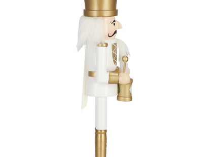 Notenkraker Kerst | Houten Soldaat | Kerstversiering | Goud/Wit | 30,5 cm