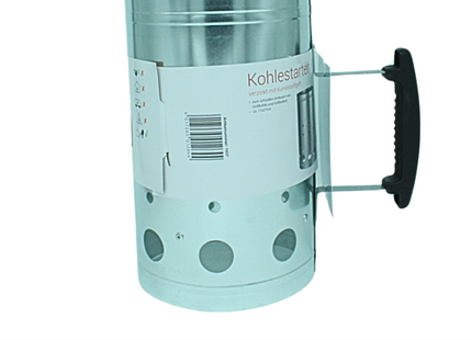 Houtskoolstarter - Brikettenstarter - BBQ snelstarter - Barbecue aanwakkeren - Briketten starter - BBQ starter - Barbeque - RVS - 17 x 27,5 cm - Zilver