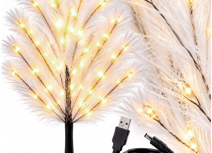 LED Kerstboom 45 cm – Wit – 20 Warm Witte LED Lampjes – USB en Batterijvoeding – Verlichte Decoratieboom met Flexibele Takken