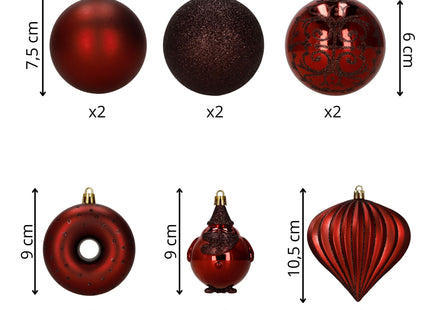 Kerstballen | 12 Stuks | 6 cm | Rood