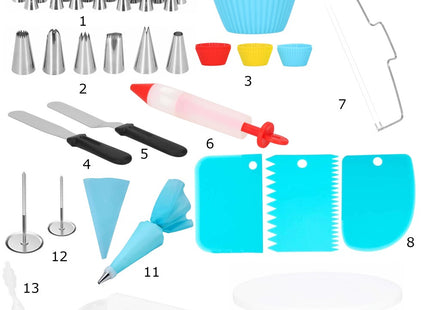 Taart Decoratie Set | Draaiend Taartplateau | 106-Delig