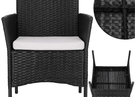 Tuinset - 4 Delig - Stoelen - Bank - Tafel - Rotan - Zwart