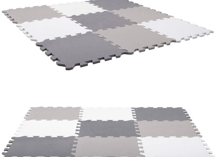 Speelmat | Speelmat Foam | Puzzelmat | Figuren | 9 Puzzelstukken | Grijs | 95.5 x 95.5 cm