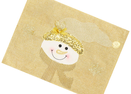 Placemat voor Kerst - Sneeuwpop - Goud - 48 x 38 cm