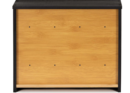 Broodtrommel Voor Op Het Aanrecht - Broodmand - Metaal - Bamboe Deksel - 2 Laags -  Zwart - 25 X 39 X 32 CM