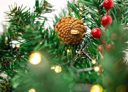 Kerstslinger met Verlichting 3 Meter – 70 Warm Witte LED Lampjes – Dennenappels en Rode Bessen – 8 Lichtstanden – Timer – IP44 – Binnen en Buiten