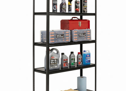 Stellingkast - Opbergrek - 750 kg - Draagkracht - Zwart - 5 Etages - 200x120x40 cm