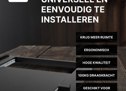Muntel® Tussenstuk Wasmachine Droger - Stapelkit Wasmachine Droger - Universeel - Uitschuifbare werkblad - Zwart