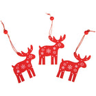 Kersthanger | Rendier | Rood | Hout | 6,8 cm | 3 Stuks