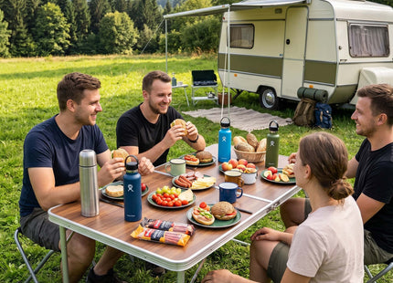 Picknick Tafel Met Bankjes - Campingtafel - Campingset - Biertafel - Horeca -Tafel - Stoelen - Opvouwbaar - Zwart -  120 x 60 x 55 cm