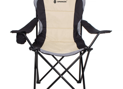 Campingstoel | Kampeerstoel | Vouwstoel | Inclusief Draagtas | Zwart/ Grijs / Crème