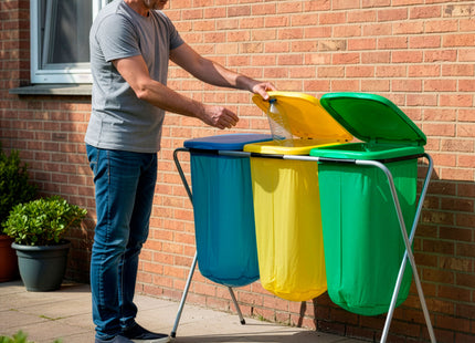 Vuilniszakkenhouder - Frame voor Afvalzakken - Standaard - 2 delen - Geel/Groen/Blauw - 30 Kg