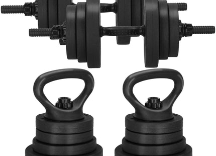 Dumbellset - 6 in 1 Springos Kettlebell Pro Set - 20 KG - Halter Verlengstuk - Verstelbaar - Complete Set - Thuis Sporten - Zwart