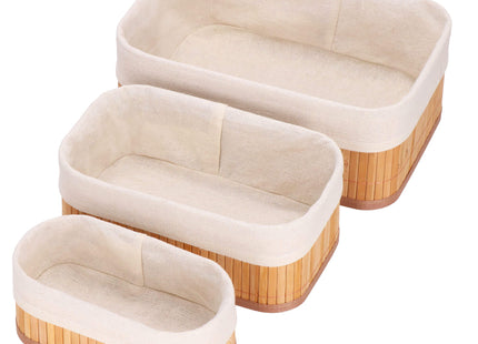 Organizer - Opberger - Badkamer - Cosmetica - Bamboe - Set Van 3 - Ecru