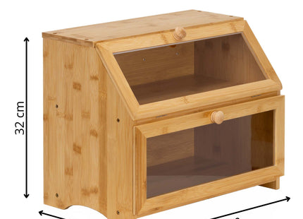 Broodtrommel Voor Op Het Aanrecht - Broodmand - Metaal - Bamboe Deksel - Naturel - 25 X 39 X 32 CM
