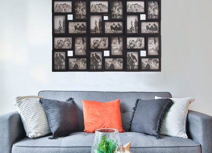 Fotolijst - 24 Foto's - Collage - Staand/Liggend - 86 x 57 cm - Zwart