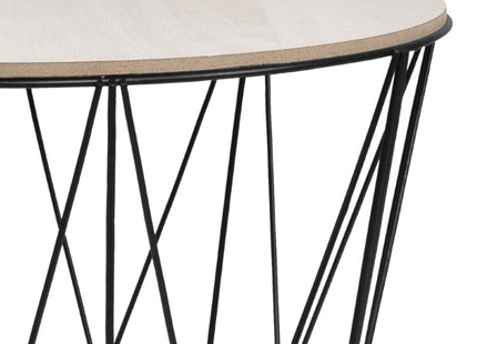Salontafel | Salontafel Rond | Bijzettafel | 1 Stuk | 30,5 cm | Zwart/Licht Hout