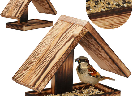 Vogelvoederhuisje - Vogelvoederplek - Vogelvoeding - Staand - Lichtbruin -  12,5 x 31 x 21,5 cm