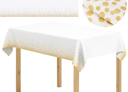Tafelzeil - Tafelkleed - Waterdicht - Afwasbaar - Wit - Goud - 272 x137 CM
