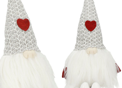Kerstkabouter - Gnome - Gnoom - Kerstversiering - Zittend - Wit - 40 cm