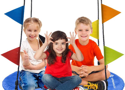 Nestschommel | Schommel Kinderen | Kinderschommel | Maximale Belasting 180 kg | Inclusief Vlaggetjes | Blauw/Zwart