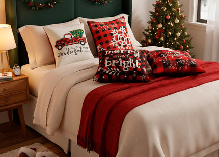 Sierkussenhoes | Kussenhoes | Kussensloop | Woonaccessoires | 40 x 40 cm | 4 Stuks | Kerstpatronen