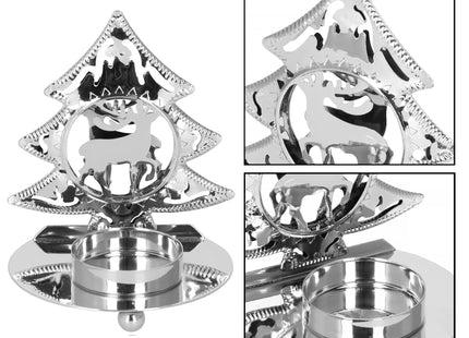 Kandelaar | Kaarshouder | Lichtkaarshouder | Kerstboom | Rendier | Zilver