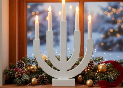 LED Kaarsenbrug | Batterijen | Wit | Warm Wit | 5 Kaarsen