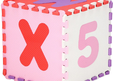 Speelmat | Speelmat Foam | Puzzelmat | 36 Stukken | Letters & Cijfers | 175 x 175 cm | Roze/Rood/Paars/Wit