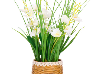Kunst Orchidee - Kunstplanten -Inclusief Pot - Wit - Decoratief - 44 cm