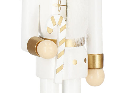 Notenkraker Kerst | Houten Soldaat | Kerstversiering | Goud/Wit | 30,5 cm