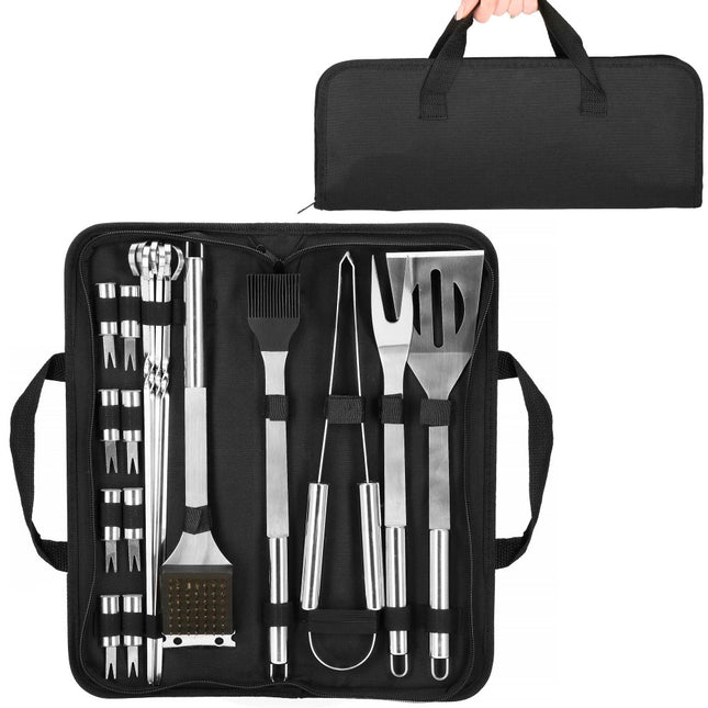 BBQ Accessoires | 20 Delige Set | Inclusief Draagtas | Roestvrij Staal