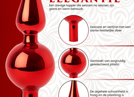 Kerstboom Piek | Glas | 24,5 cm | Glanzend | Rood