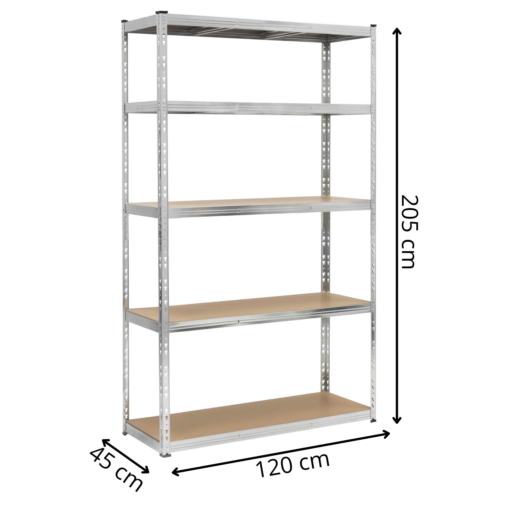 Opbergrek - Stellingkast - 1000 KG - Metaal - Zwart - 205 x 120 x 45 c ...