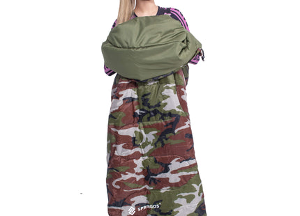 Slaapzak Kamperen - 210 x 73 cm - Dekenmodel - Inc. Draagtas - 8 t/m 20°C - Legergroen